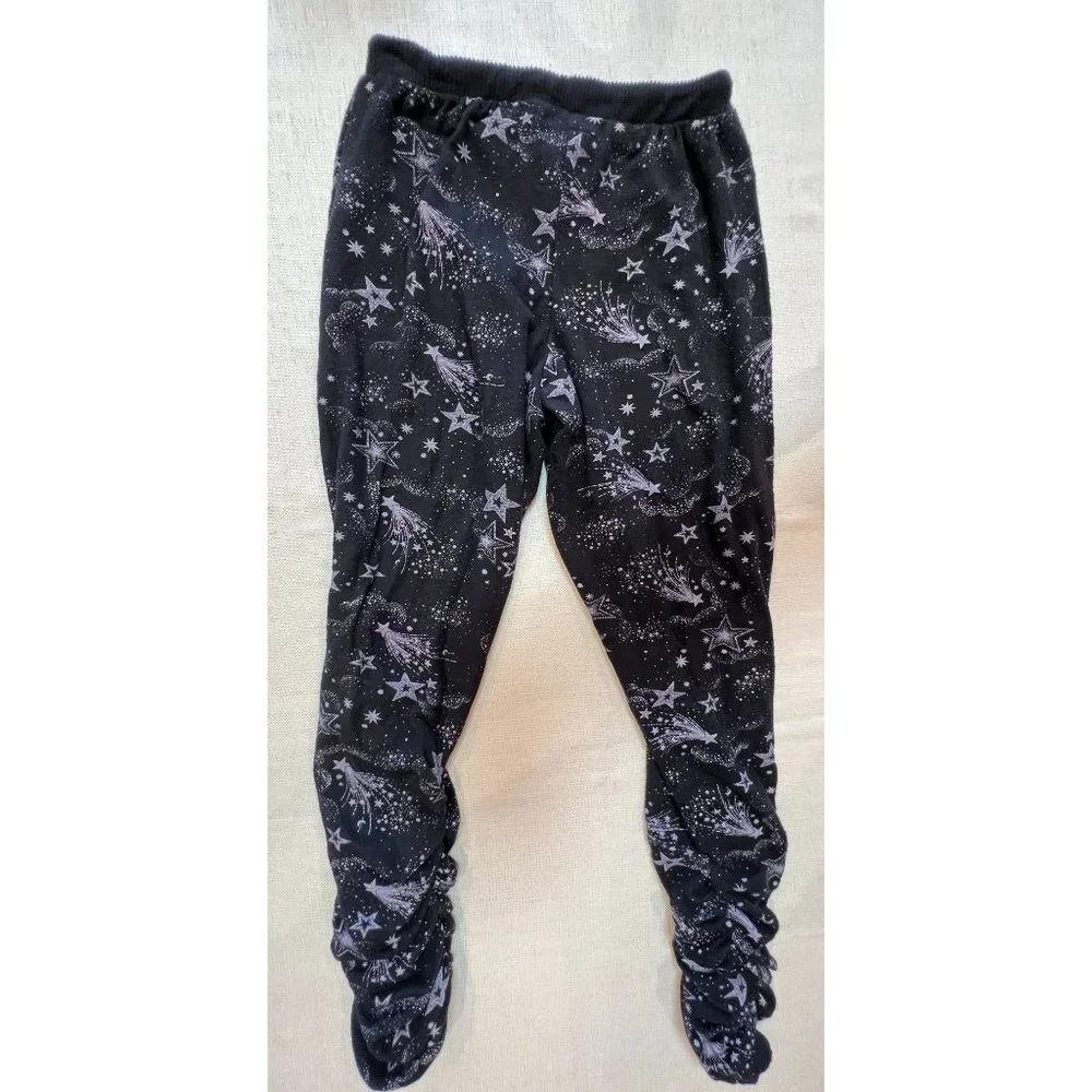 Chaser Black Mystical Star Print Bliss Knit Shirred Jogger Pants Black Purple S - Picture 8 of 13